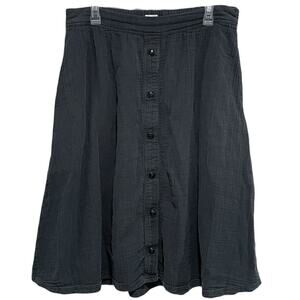 Pact Womens Organic Cotton Midi Skirt Large Black Minimalist Sustainable Pockets